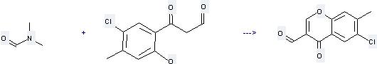 The 6-Chloro-3-formyl-7-methylchromone can be obtained by 3-(5-Chloro-2-hydroxy-4-methyl-phenyl)-3-oxo-propionaldehyde and N, N-Dimethyl-formamide.